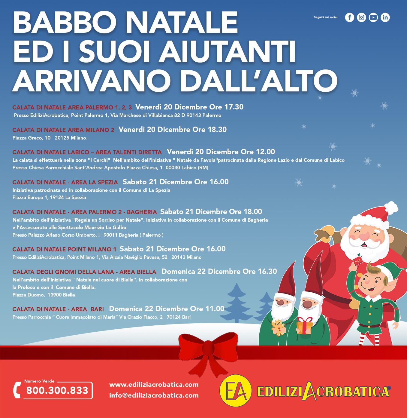 Quante calate per il nostro Babbo Natale e i suoi aiutanti!