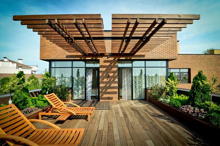 tettoia per terrazzi in legno 